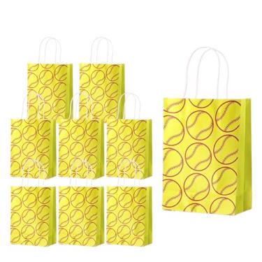 Imagem de Zanceamy Pacote com 24 sacos de presente com temas esportivos, futebol, basquete, sacolas de papel de lembrancinha de beisebol com alças, sacolas de papel reutilizáveis para festa temática esportiva