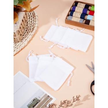 Imagem de 15 sacos de presente de serapilheira, branco cremoso, retângulo, estopa de poliéster, imitação de poliéster, sacos de cordão, bolsas de joias para festa de casamento e embalagem de doces artesanais, 9