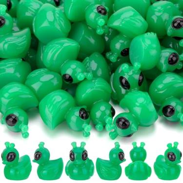 Imagem de GGSTDDUP 100 Pcs Mini Alien Duck Figures Tiny Aliens Ducks Mini Funny UFO Sci-fi Resin Duck Figurines to Hide and Seek for Space Party Favors Dashboard Desk Decor
