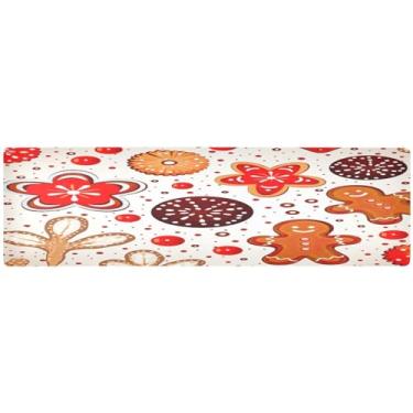 Imagem de Tapete central de mesa de Natal de gengibre e guirlanda de Natal, acessórios de decoração de mesa de jantar, acessórios de decoração de mesa de jantar