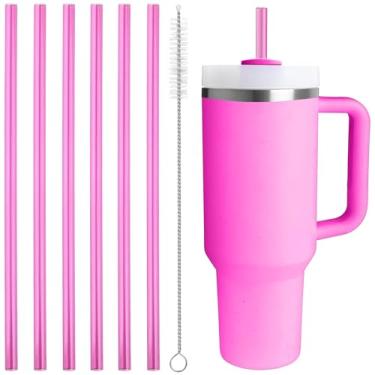 Imagem de Canudo de substituição compatível com Stanley Quencher copo de 1,134 g, 850 g, canudos reutilizáveis extra longos de 30,5 cm para copo de 1,134 g, vermelho magenta - pacote com 6