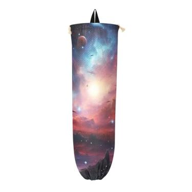 Imagem de Céu cósmico com várias estrelas e nebulosas suporte para sacolas plásticas, suporte de saco de plástico, organizador de sacos de cozinha
