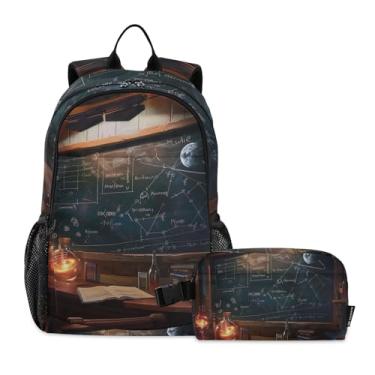 Imagem de Mochila leve Rainbow Unicorns Lancheira, Mochila, Lancheira, Mochilas para Meninas Escolares, Mochilas para Meninas Adolescentes, Quadro negro científico (7), One Size