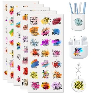 Imagem de XRTHGS Adesivos UV DTF 105 peças citações motivacionais vibrantes de alta viscosidade copo transferência para mini chaveiro capa de telefone caderno marcador de livro suporte de cartão acrílico em