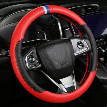 Imagem de Cxtiy Capa de volante para BMW X1 X2 X3 X4 X5 X6 330i 530i 740i iX1 iX3 i4 i5 M3 M5 (vermelho, padronizado (14,5'-15'))