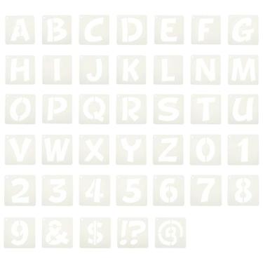 Imagem de PATIKIL Estêncil de número de letra de 6,3 cm, 40 peças de modelos quadrados reutilizáveis de letras e números para pintura na parede, sinalização de tecido de madeira, estilo letra maiúscula