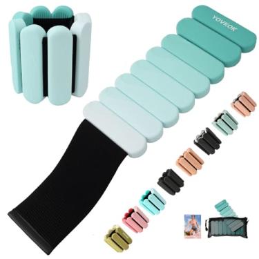 Imagem de Conjunto de 2 pesos de pulso de silicone para mulheres e homens, pesos para pernas/braços, ideais para treino de academia em casa, corrida, ioga, pilates, barra, exercício, treinamento de força
