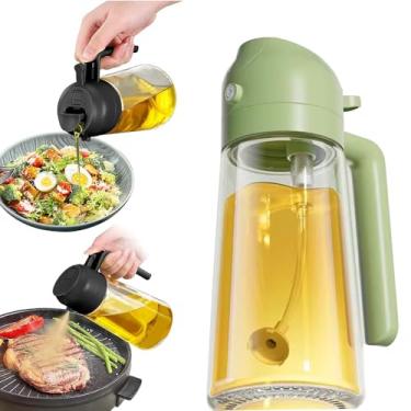 Imagem de Pulverizador de azeite de oliva 2 em 1 – Garrafa de spray de utensílios de cozinha com controle de porção para churrasco de fritar salada (470 ml)