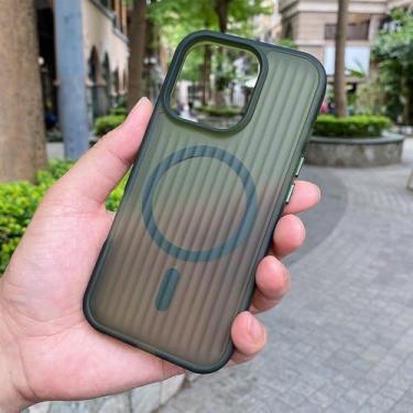 Imagem de Capa rígida fosca com textura ondulada para iPhone 17, 16, 15, 14, 13, 12 Pro Max, Air, 16 Pro e 16 Pro Max com carregador, verde, para iPhone 17 Air