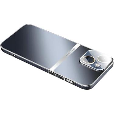 Imagem de ORKDFJ Capa para iPhone 15Pro Max/15 Pro/15 Plus/15, capa de vidro fosco com protetor de lente de câmera capa protetora fina para mulheres e homens (cor: preto, tamanho: 15 Plus)