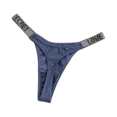 Imagem de Calcinha G-string Sexy Feminina Com Letras De Strass E Diamantes, Tama