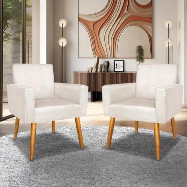 Imagem de Kit 2 Cadeira Poltrona Decorativa Sala Promoção - Casal Decor, Bege