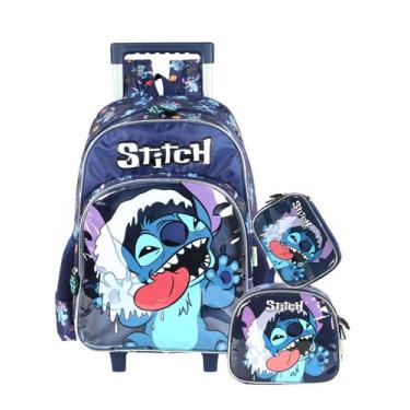 Imagem de Kit Lilo Stitch Mochila Rodas + Lancheira + Estojo B Menino - Luxcel, 