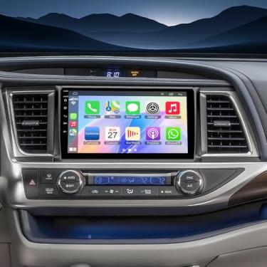 Imagem de [4G + 64G] 2014-2019 Toyota Highlander Radio Android 14 suporte estéreo para carro sem fio Carplay Android Auto, tela de toque IPS de 10,1 polegadas estéreo com GPS, Bluetooth, WiFi, rádio FM + câmera