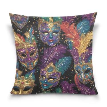 Imagem de Blueangle Capas de almofada de máscara de carnaval de carnaval - 50 x 50 cm, decoração de férias de fazenda para sofá de casa (508)