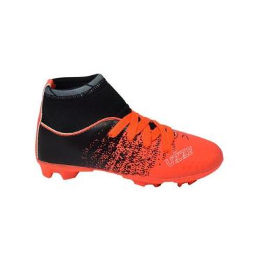 Imagem de Chuteira Infantil Campo Botinha Cano Alto Gramado Travas - Uzze, Laran