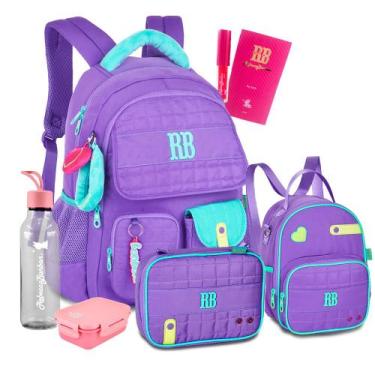 Imagem de Kit Mochila Costas Matelassê Rebecca Bonbon Estojo Lancheira, RB26239 