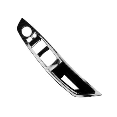 Imagem de Compatível com BMW Série 5 F10 F18 2011 2012 2013 2014 2015 2016 2017 Interior do carro Textura de fibra de carbono Maçaneta de tração da porta Guarnição da tampa protetora(Carbon Driver RHD)