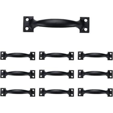 Imagem de Puxador de portão, 10 peças, puxadores de porta de celeiro, maçaneta de porta de garagem de aço inoxidável, tela de portão, ferragens de porta de galpão para cercas de madeira ao ar livre, gaveta