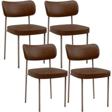Imagem de Kit 04 Cadeiras Decorativa Estofada Para Sala De Jantar Melina Base Ar