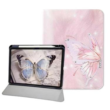 Imagem de XZC Capa para Samsung Galaxy Tab A9+/A9 Plus 27.9 cm 2023 (SM-X210/X216/X218), capa com suporte inteligente rosa borboleta, vários ângulos de visualização (para Samsung A9 Plus)