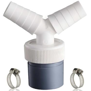 Imagem de Adaptador de mangueira tipo Y de vedação dupla para máquinas de lavar e lava-louças, divisor universal de mangueira de drenagem de 40 mm, conector de três vias à prova de vazamento com braçadeiras de