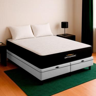 Imagem de Cama Box King Branco Colchão Orthopedic D33 Vstore