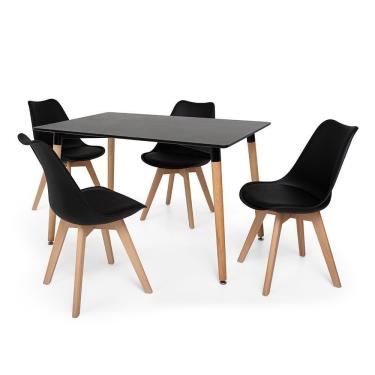 Imagem de Kit Mesa Jantar  120x80 Preta + 04 Cadeiras Leda  Preta
