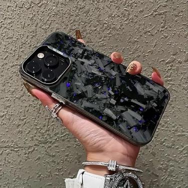Imagem de Capa de telefone para iPhone, preta com flocos azuis, capa protetora, acabamento brilhante (iPhone 16e, multicolorido)
