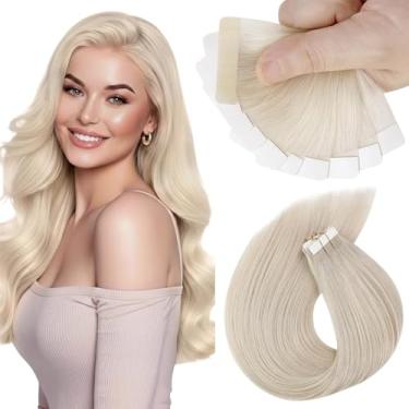 Imagem de Sunny Hair Extensões de cabelo humano real com fita adesiva invisível Remy extensões de cabelo para mulheres loiras brancas 30,5 cm 20G