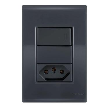 Imagem de Conjunto 1 Simples + 1 Tomada 10A - Tramontina Liz Grafite