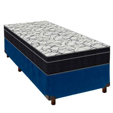 Imagem de Cama Box Azul + Colchão Solteiro Airtech 150 Ortobom