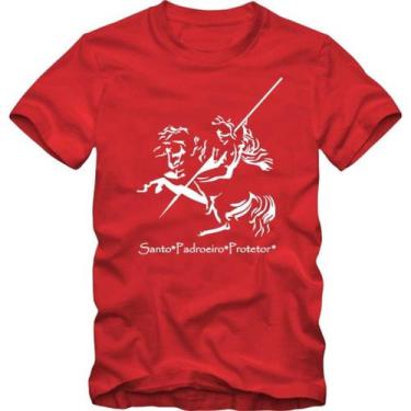 Imagem de Camiseta Masculina São Jorge Guerreiro Estampa Santo Católico Algodão 