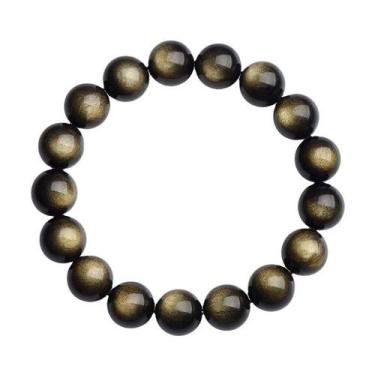 Imagem de Pulseira de obsidiana dourada natural de 12 mm para homens e mulheres 