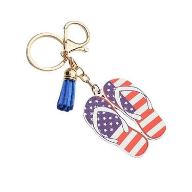 Imagem de Chaveiro Creative Flip Flop American Flag Metal 12g - Yiweisai