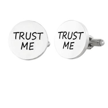 Imagem de Cufflinks Trust Me Round em aço inoxidável para homens - Yiweisai