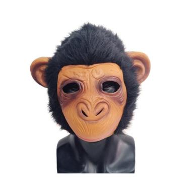 Imagem de Máscara realista de macaco, cabeça cheia, resina animal, orelhas de pe