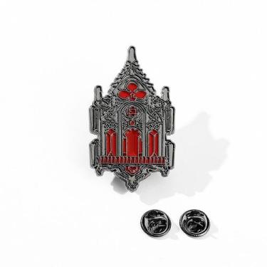 Imagem de Broche Pin Gothic Cathedral Mysterious Alloy com esmalte vermelho - Yi