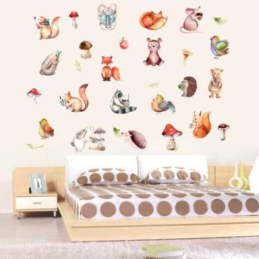 Imagem de Adesivos de parede Animal Squirrel Fox Rabbit Mushroom PVC 30x90cm - y