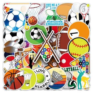 Imagem de Conjunto de adesivos esportivos, 50 peças de basquete, futebol, beiseb