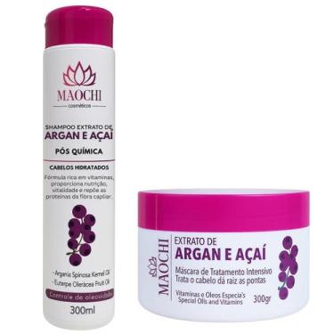 Imagem de Kit Shampoo 300ml + Máscara Argan E Açaí Pós Química 300G - Maochi Cos