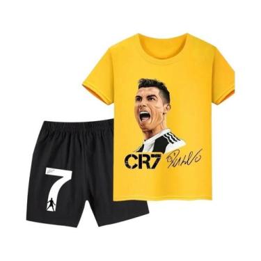 Imagem de Conjunto De Futebol Infantil Ronaldo CR7 2025 Camiseta Impressa E Shor