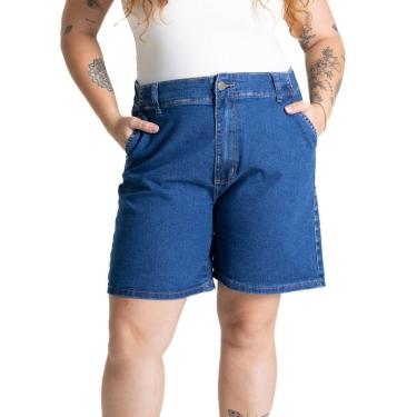 Imagem de Bermuda Jeans Sawary Plus Size - 281122 - Azul médio 50-Feminino
