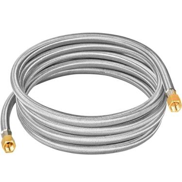 Imagem de only fire Conjunto de mangueira flexível de propano de aço inoxidável trançado de 12 pés com conexões alargadoras femininas de 3/8" para trailers, grade a gás, fogueira, aquecedor, etc