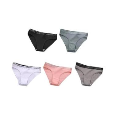 Imagem de Conjunto De 5 Calcinhas De Algodão plus Size Para Mulheres, Cintura Ba