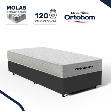 Imagem de Cama Box com Colchão de Molas Ensacadas Ortobom One Face Plenno Solteiro 88cm