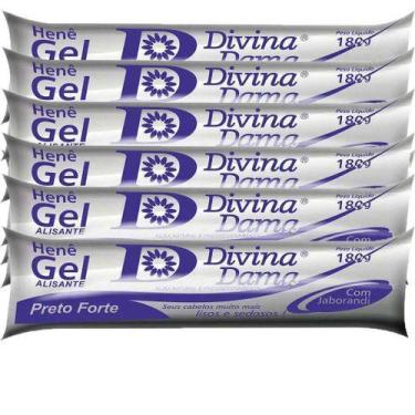 Imagem de Hene de Cabelo Gel Preto Forte Divina Dama 180g Bisnaga Kit c/6 Unidad
