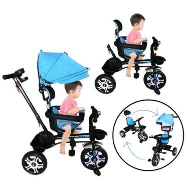 Imagem de Triciclo Motoca Bicicleta 3 Rodas Infantil Passeio com Empurrador Peda