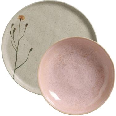 Imagem de Jogo 12 Pratos Cerâmica Stoneware Porto Brasil Rasos Fundos Campestre Litchi