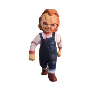 Imagem de Boneco Chucky Grande De Látex 45cm, Figura De Terror 26cm, Suporte De 
